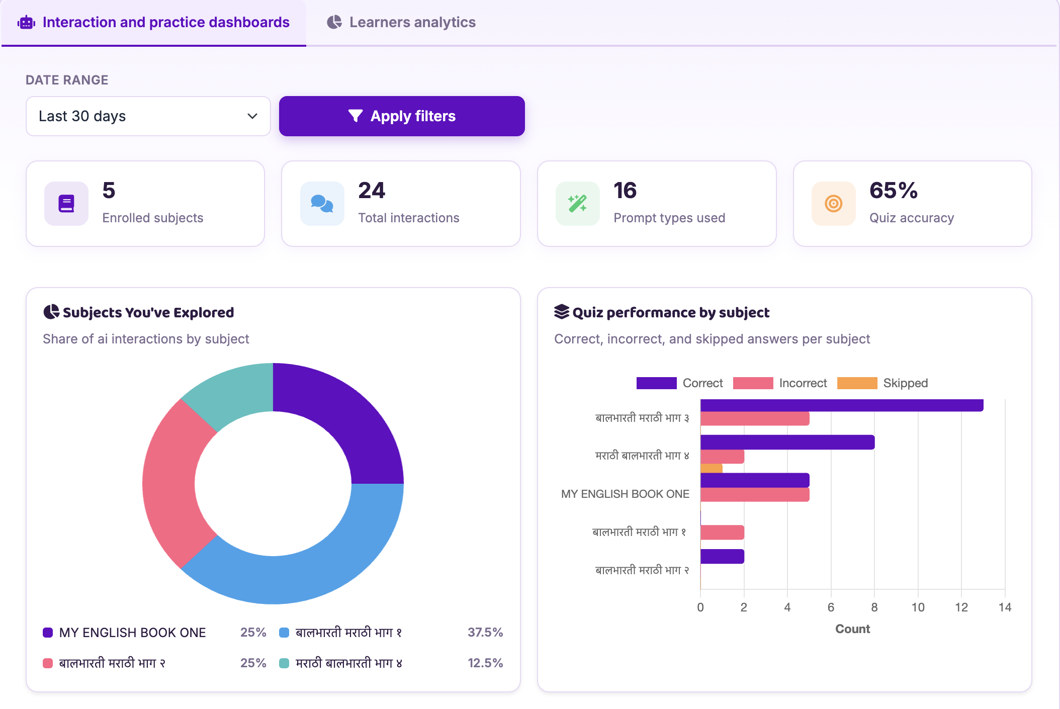 Learning Dashboard